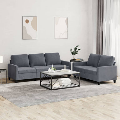 2-delige Loungeset met kussens fluweel donkergrijs