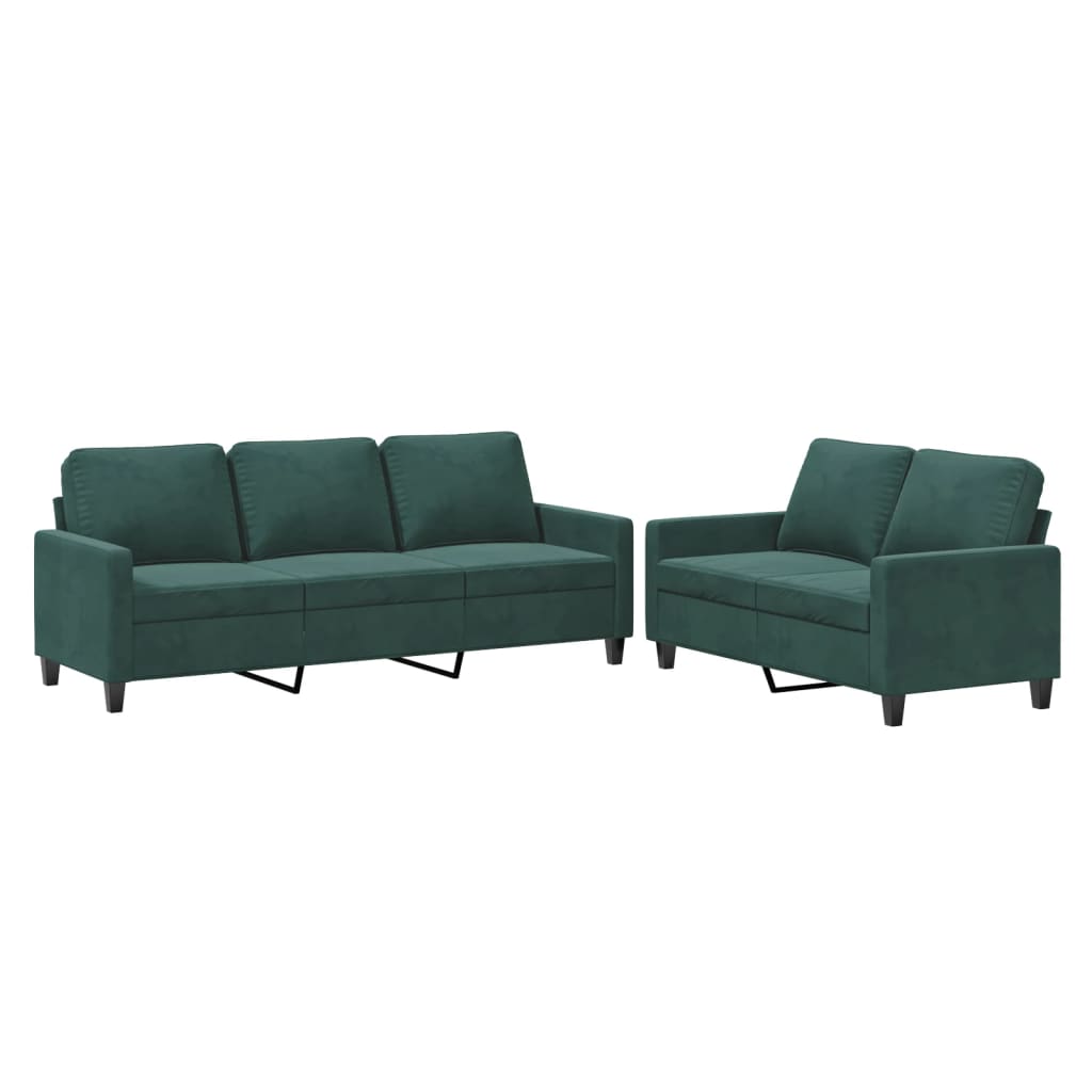 2-delige Loungeset met kussens fluweel donkergroen