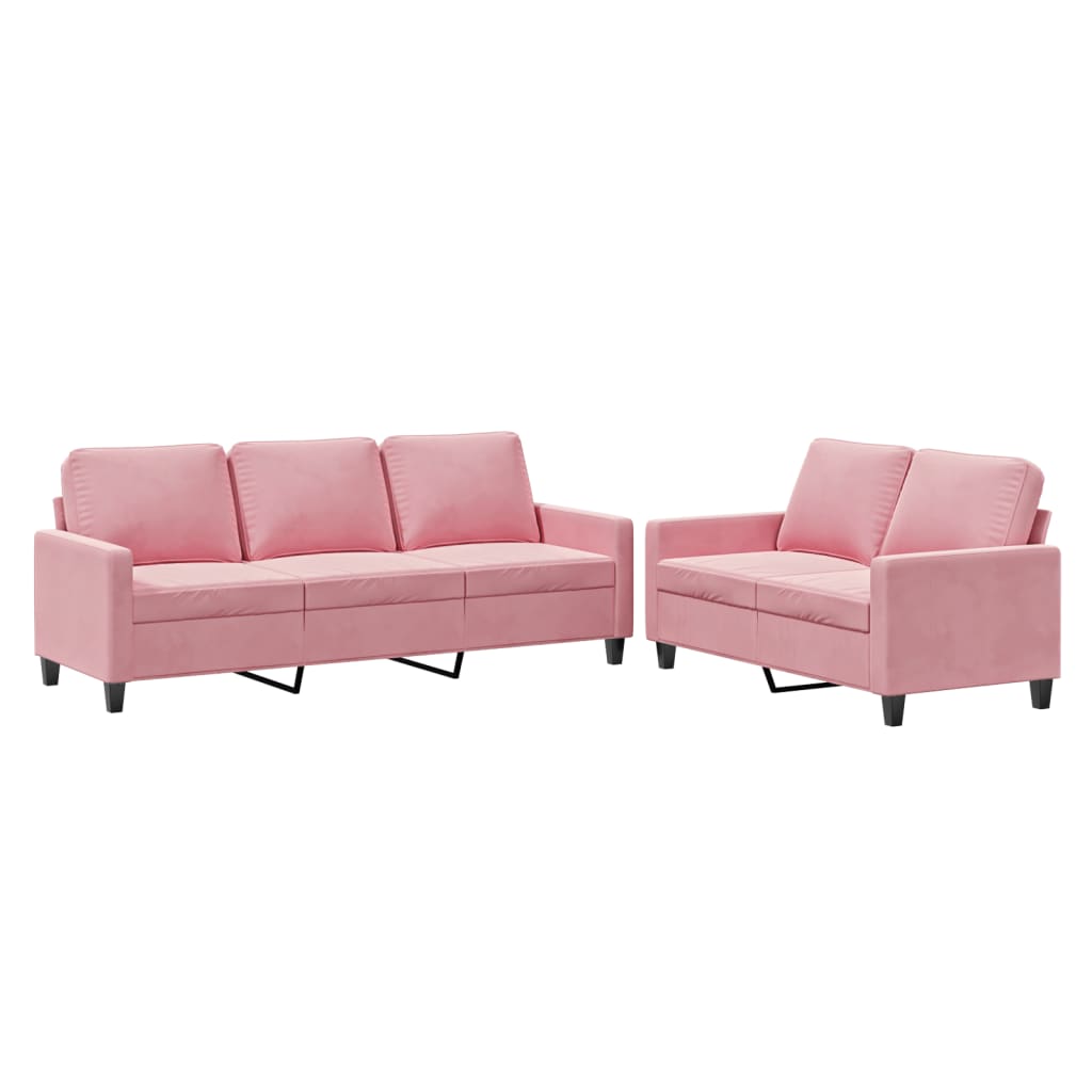 2-delige Loungeset met kussens fluweel roze