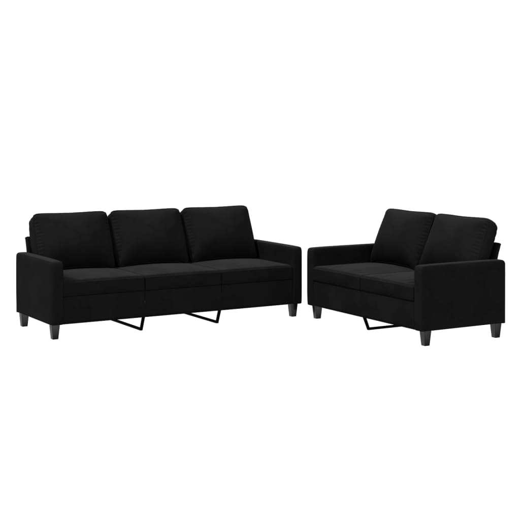 2-delige Loungeset met kussens fluweel zwart