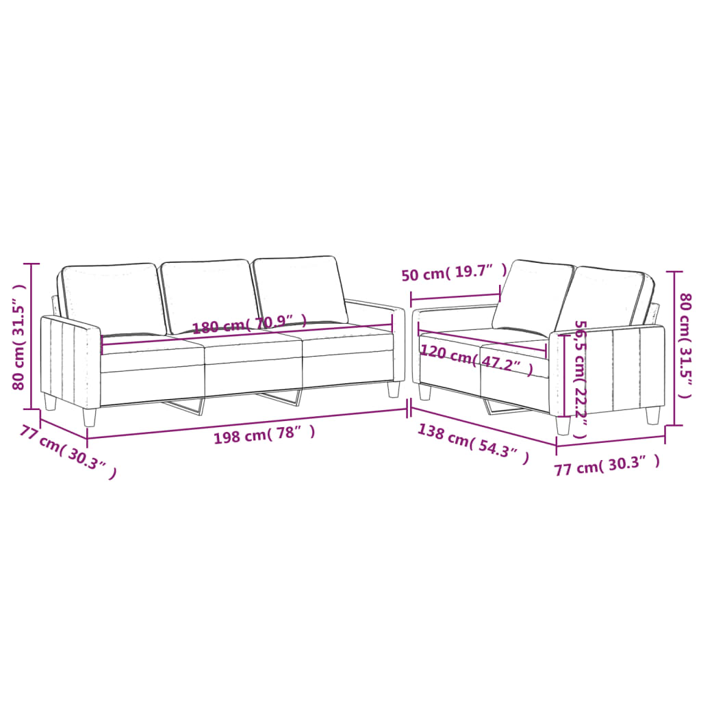 2-delige Loungeset met kussens fluweel geel