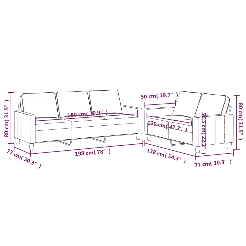 2-delige Loungeset met kussens fluweel blauw