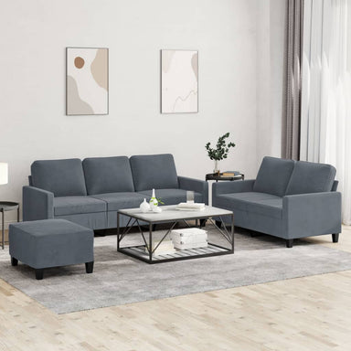 3-delige Loungeset met kussens fluweel donkergrijs