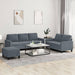 3-delige Loungeset met kussens fluweel donkergrijs