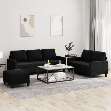 3-delige Loungeset met kussens fluweel zwart
