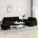 3-delige Loungeset met kussens fluweel zwart