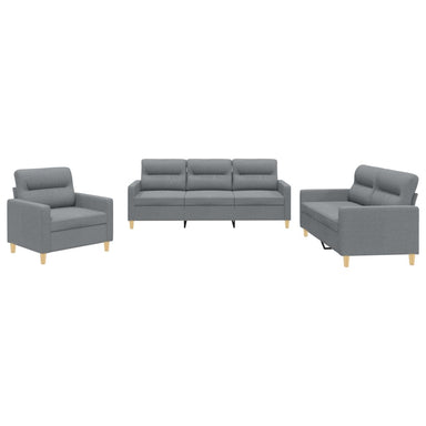 3-delige Loungeset met kussens stof lichtgrijs