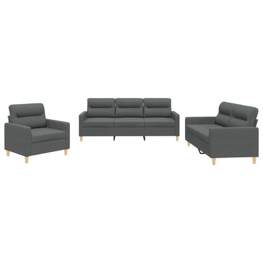 3-delige Loungeset met kussens stof donkergrijs