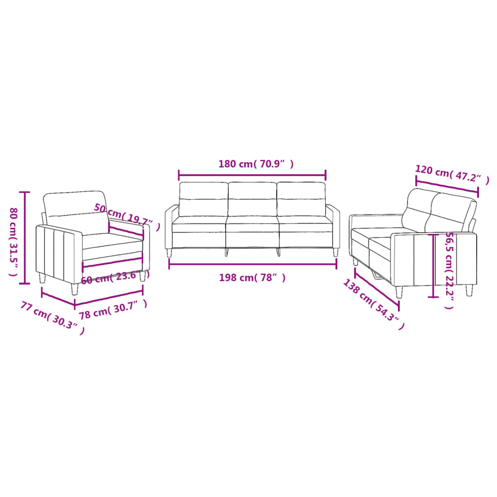 4-delige Loungeset met kussens stof bruin