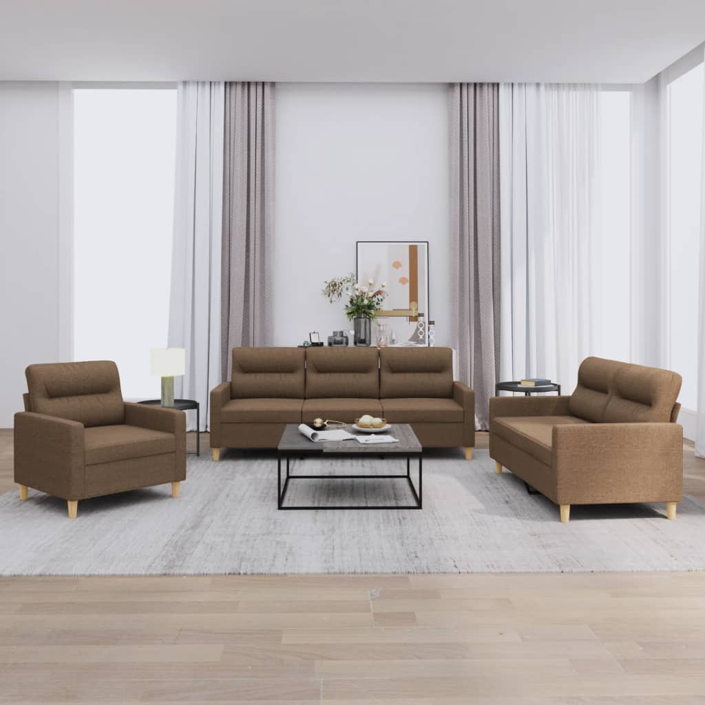 4-delige Loungeset met kussens stof bruin