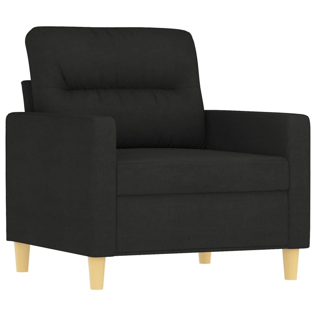3-delige loungeset met kussens stof zwart
