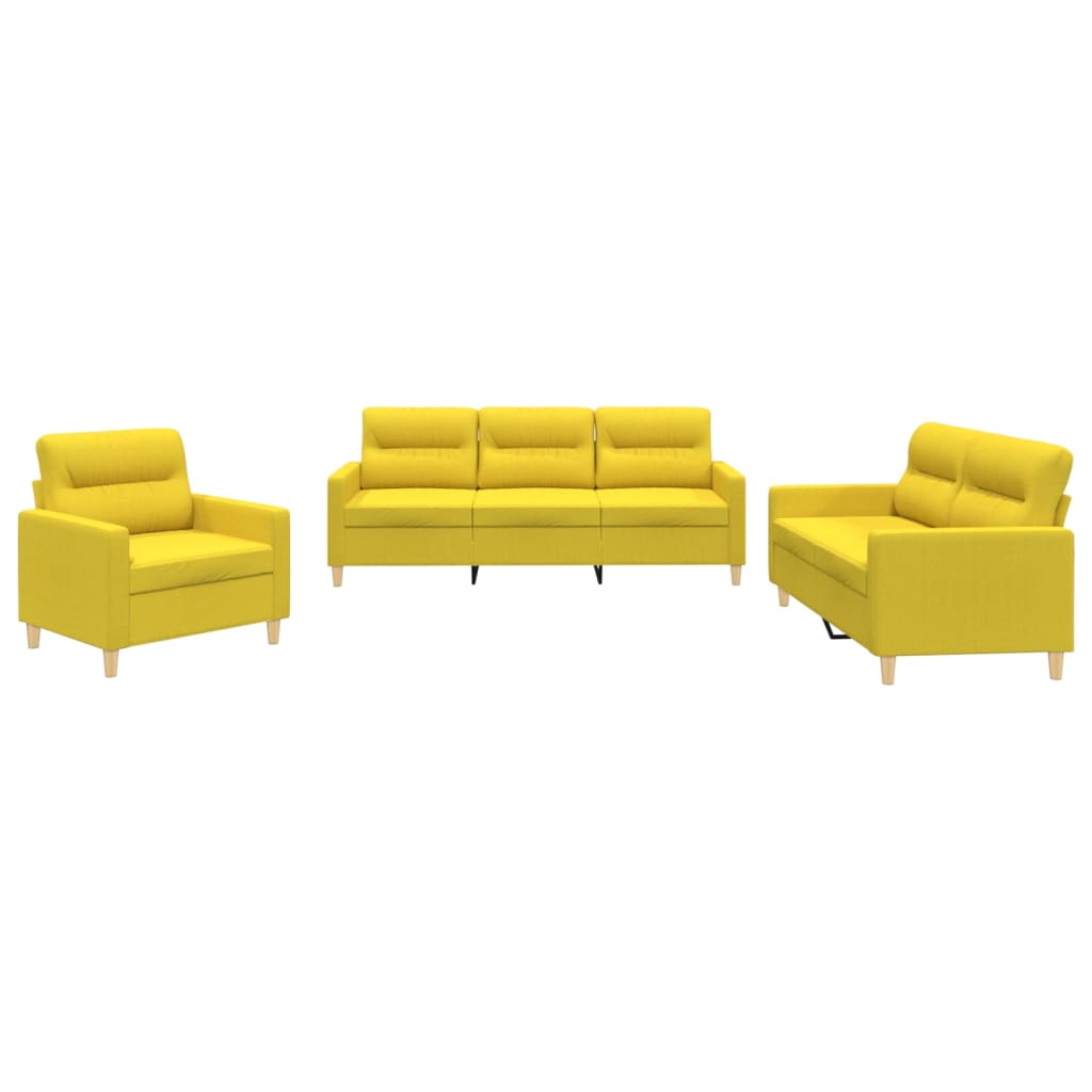 3-delige Loungeset met kussens stof lichtgeel