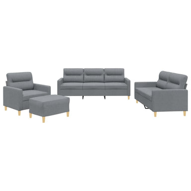 4-delige Loungeset met kussens stof lichtgrijs