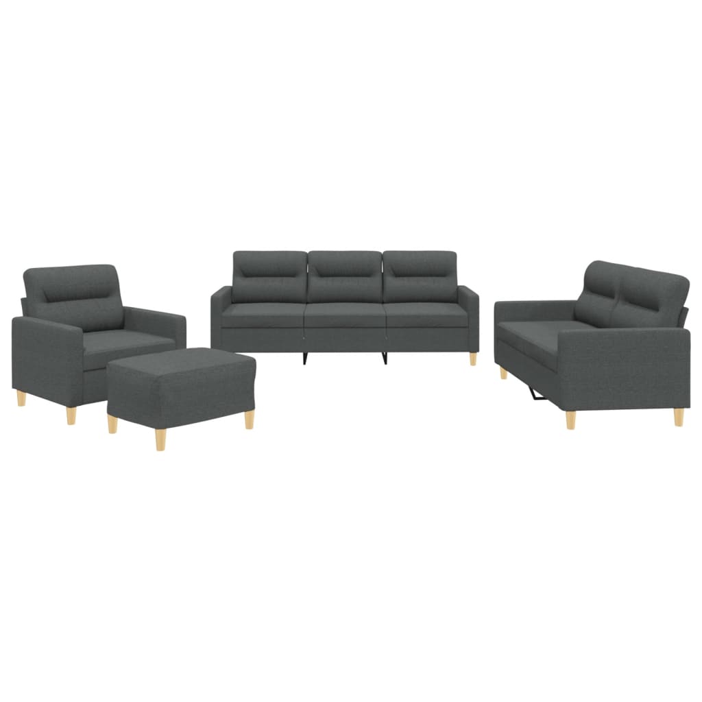 4-delige Loungeset met kussens stof donkergrijs