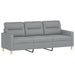 3-delige Loungeset met kussens stof lichtgrijs