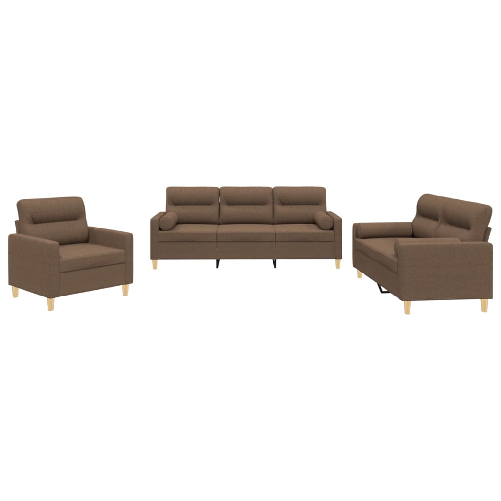 3-delige Loungeset met kussens stof bruin