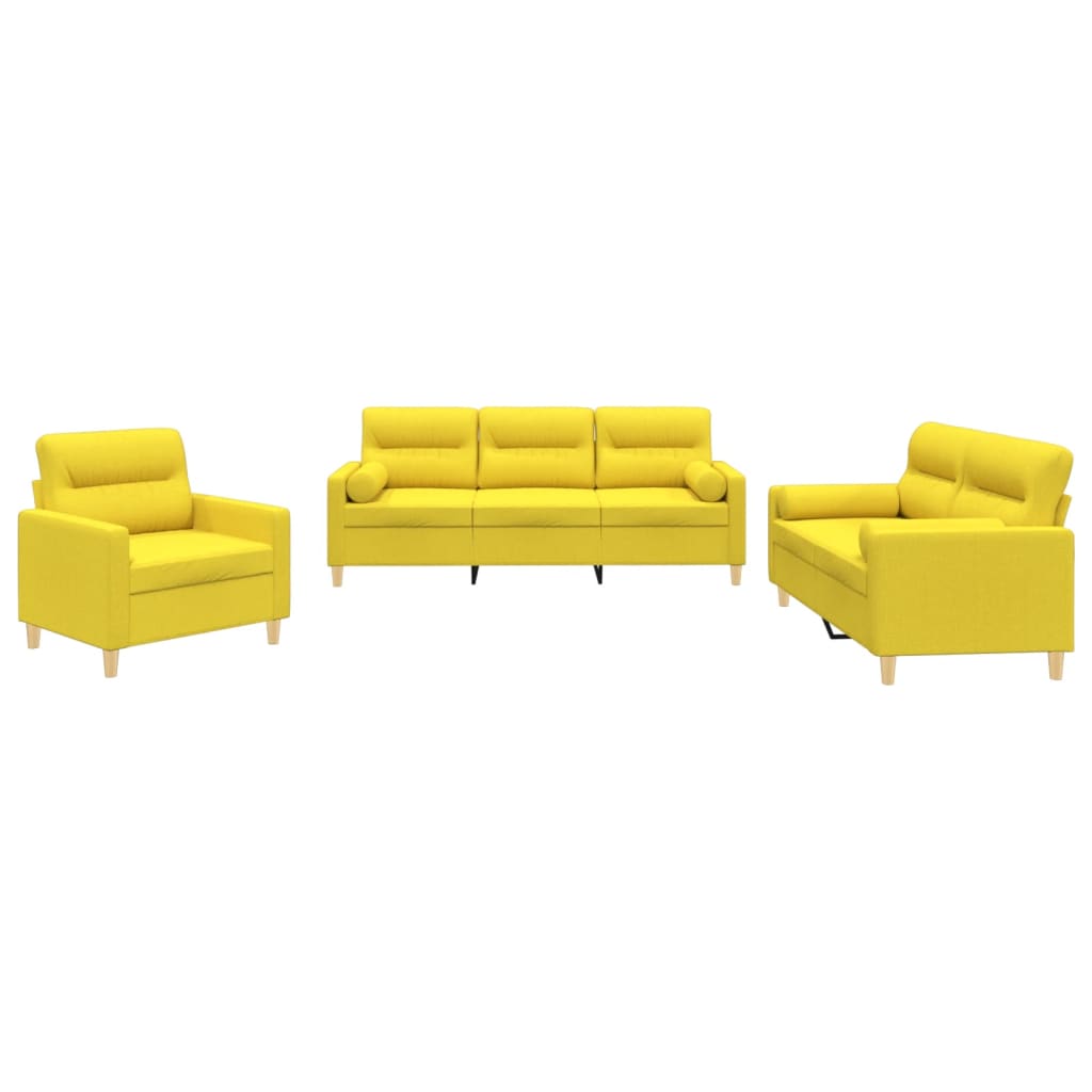 3-delige Loungeset met kussens stof lichtgeel