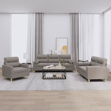 3-delige Loungeset met kussens stof taupe
