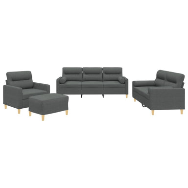 4-delige Loungeset met kussens stof donkergrijs
