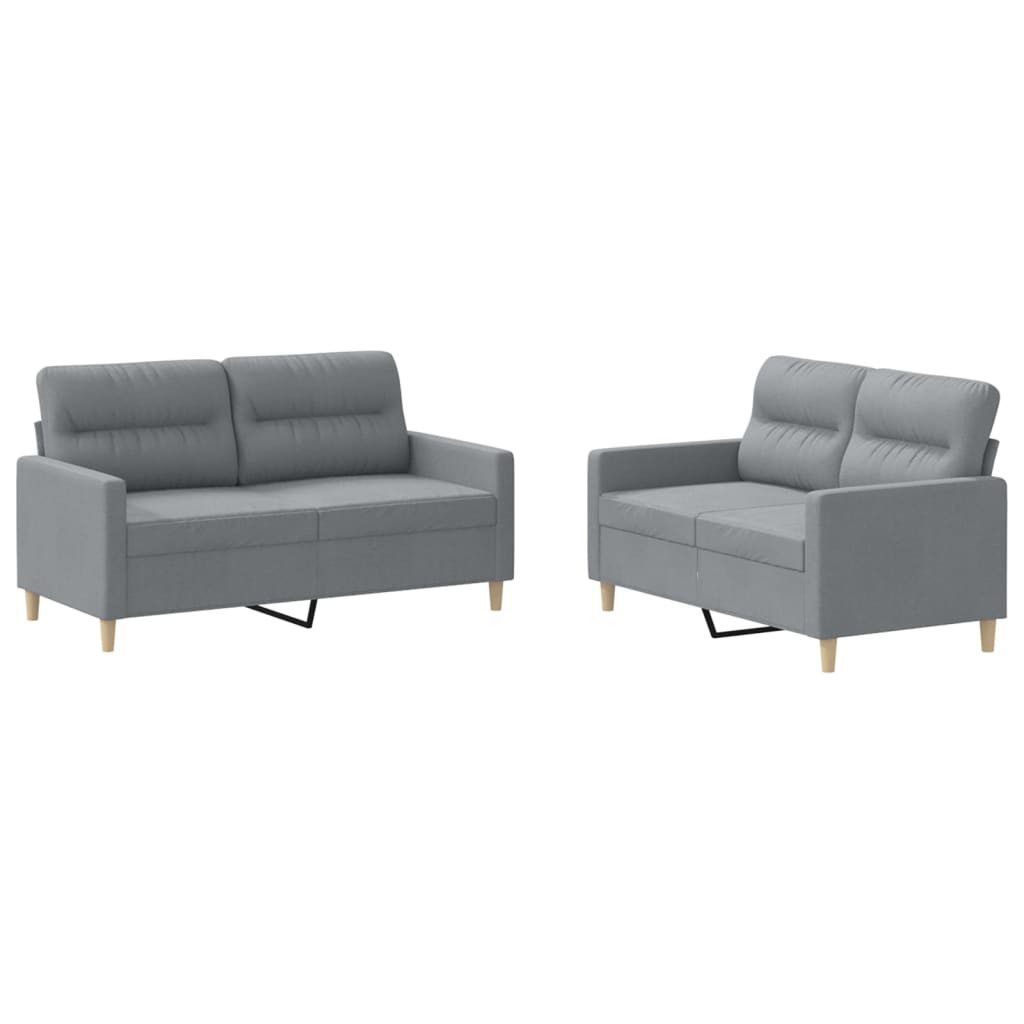 2-delige Loungeset met kussens stof lichtgrijs