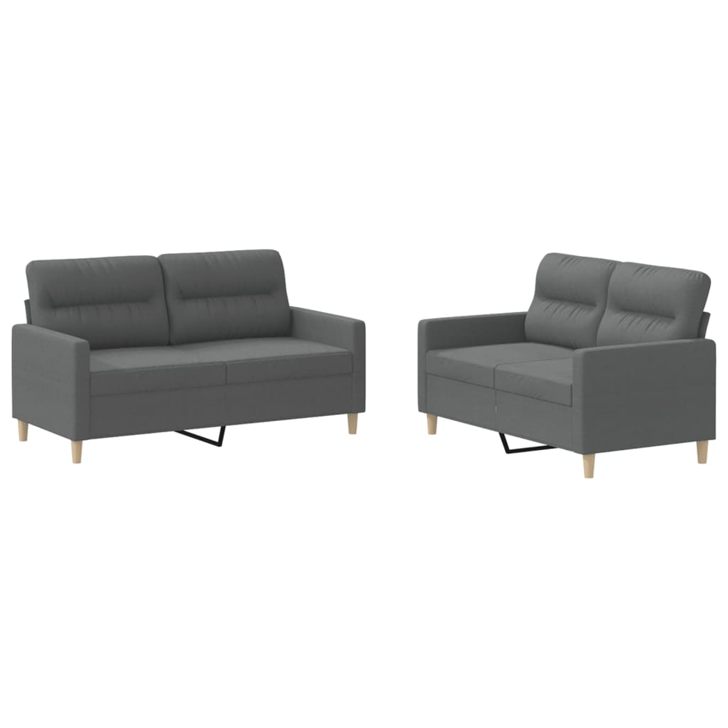 2-delige Loungeset met kussens stof donkergrijs