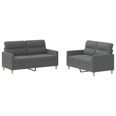 2-delige Loungeset met kussens stof donkergrijs