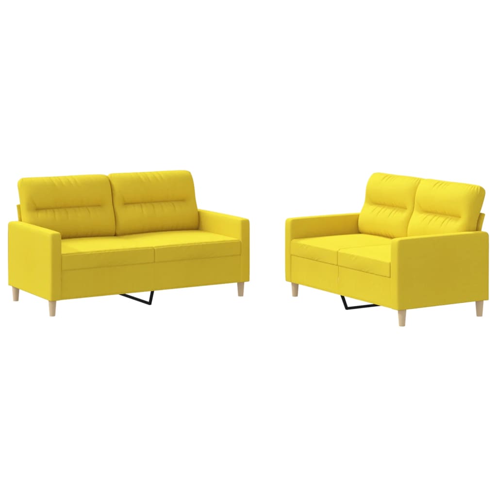 2-delige Loungeset met kussens stof lichtgeel