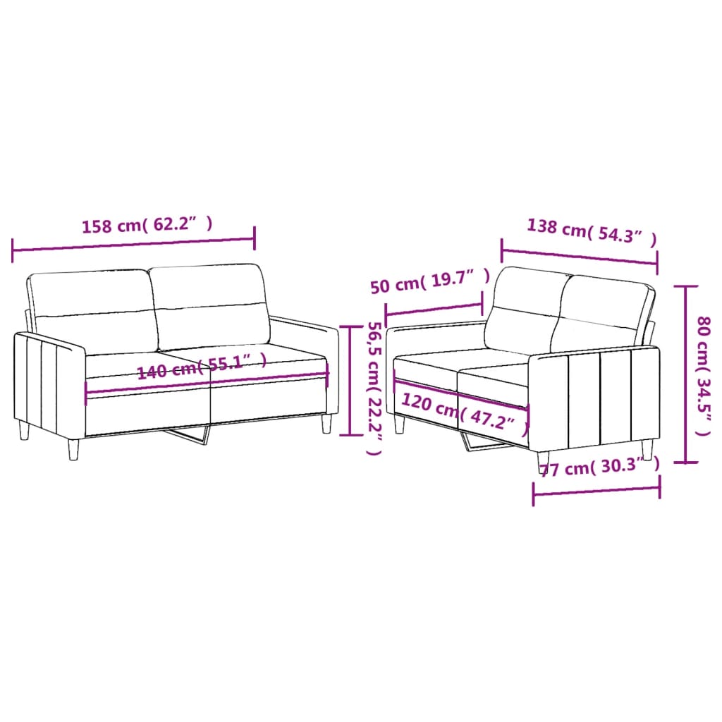 2-delige Loungeset met kussens stof wijnrood