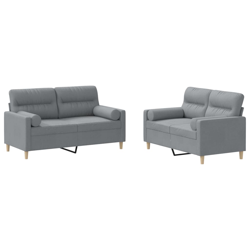 2-delige Loungeset met kussens stof lichtgrijs