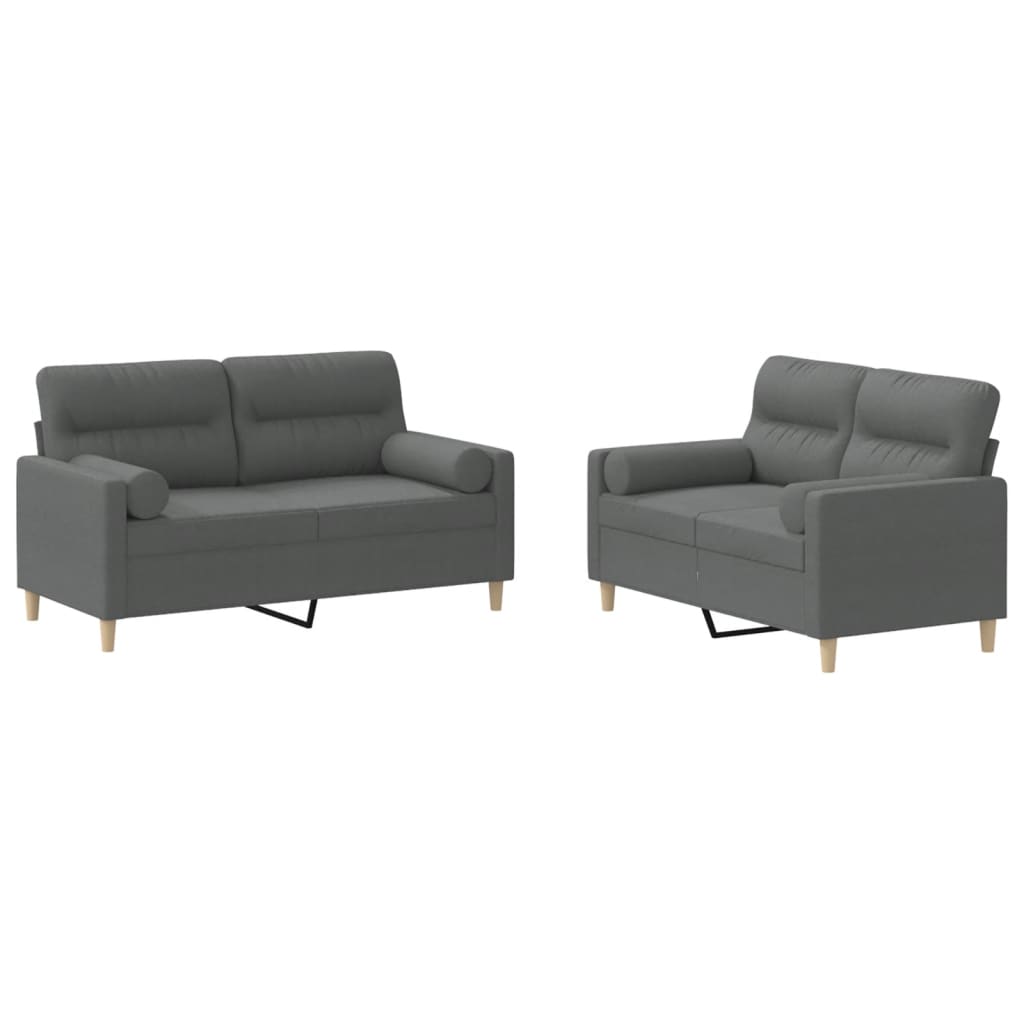 2-delige Loungeset met kussens stof donkergrijs