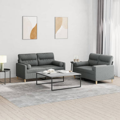 2-delige Loungeset met kussens stof donkergrijs