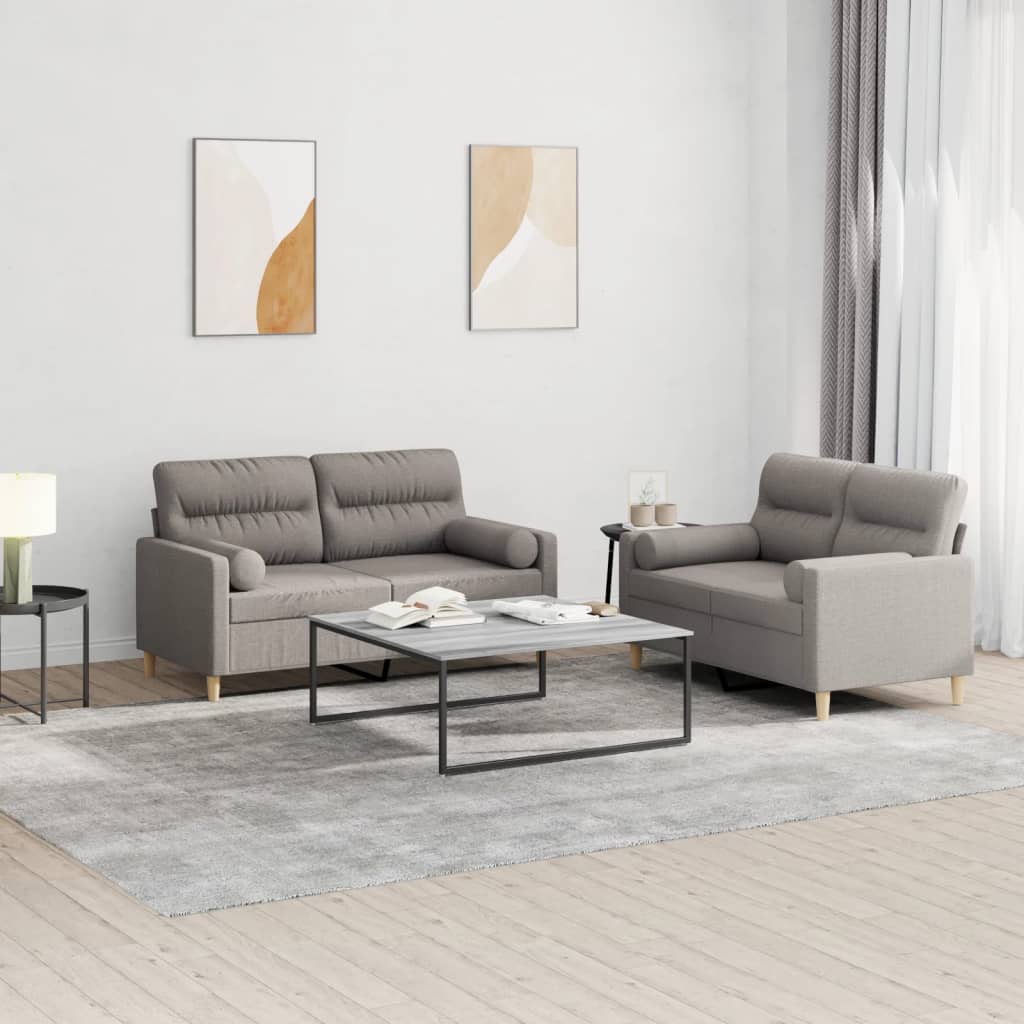 2-delige Loungeset met kussens stof taupe
