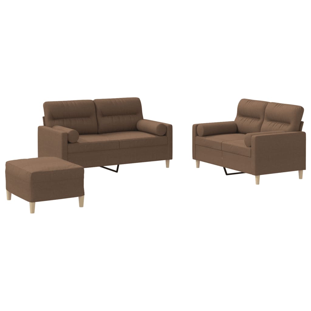 3-delige Loungeset met kussens stof bruin