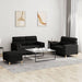 3-delige Loungeset met kussens stof zwart