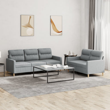 2-delige Loungeset met kussens stof lichtgrijs