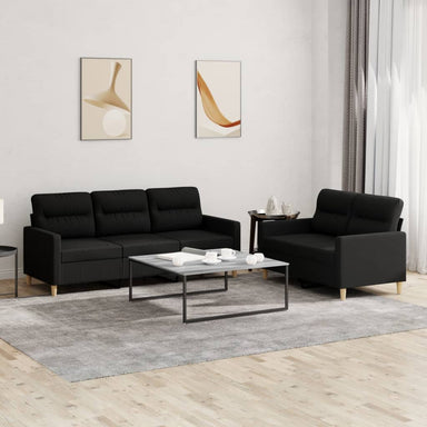 2-delige loungeset met kussens stof zwart