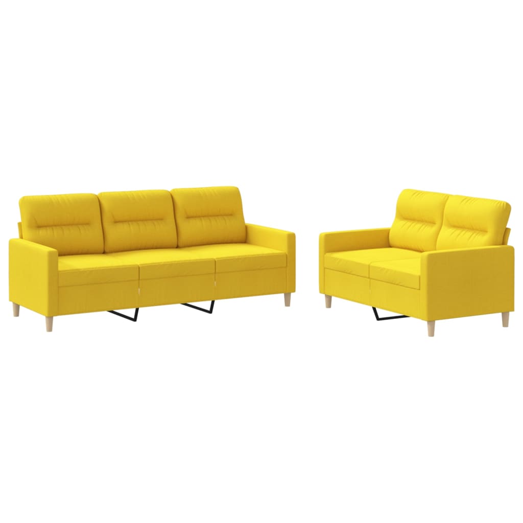 2-delige Loungeset met kussens stof lichtgeel