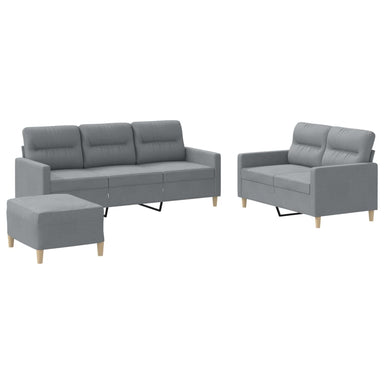 3-delige Loungeset met kussens stof lichtgrijs