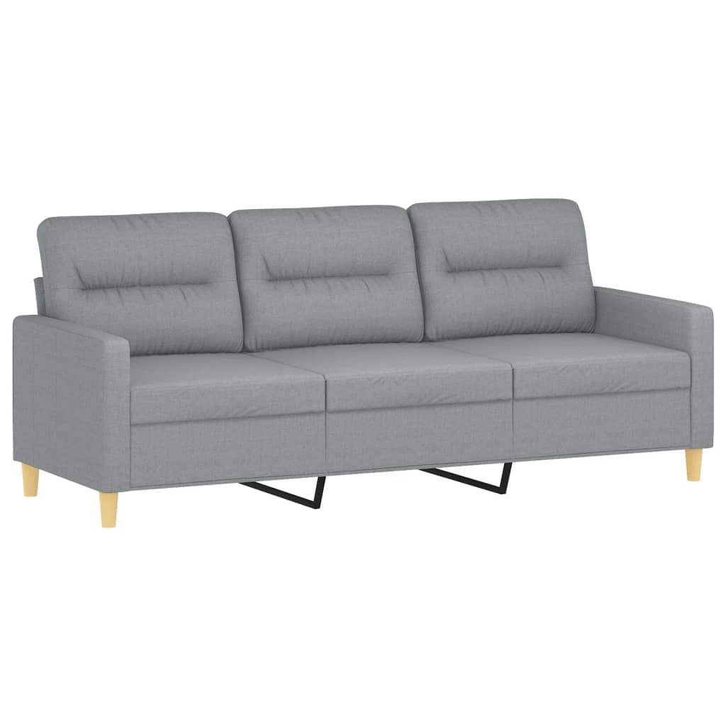 3-delige Loungeset met kussens stof lichtgrijs