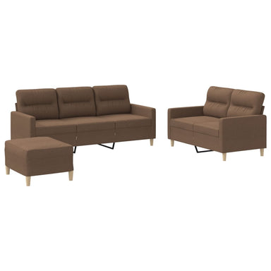 4-delige Loungeset met kussens stof bruin
