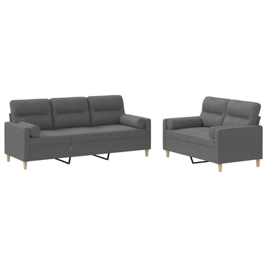 2-delige Loungeset met kussens stof donkergrijs