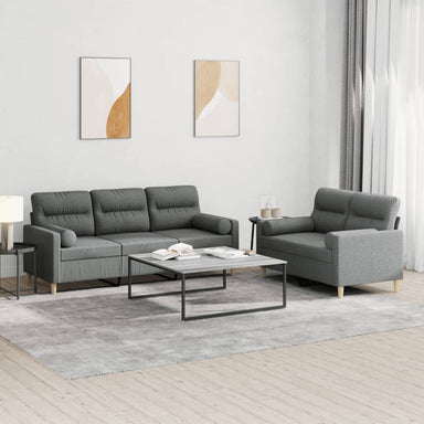 2-delige Loungeset met kussens stof donkergrijs