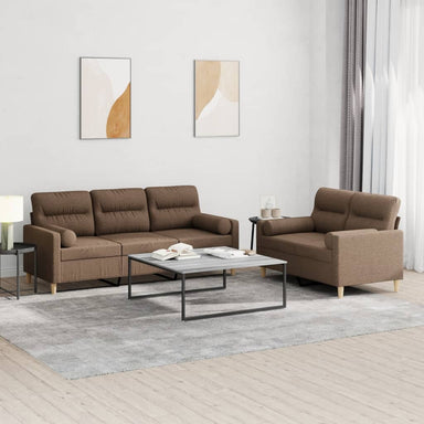 2-delige Loungeset met kussens stof bruin