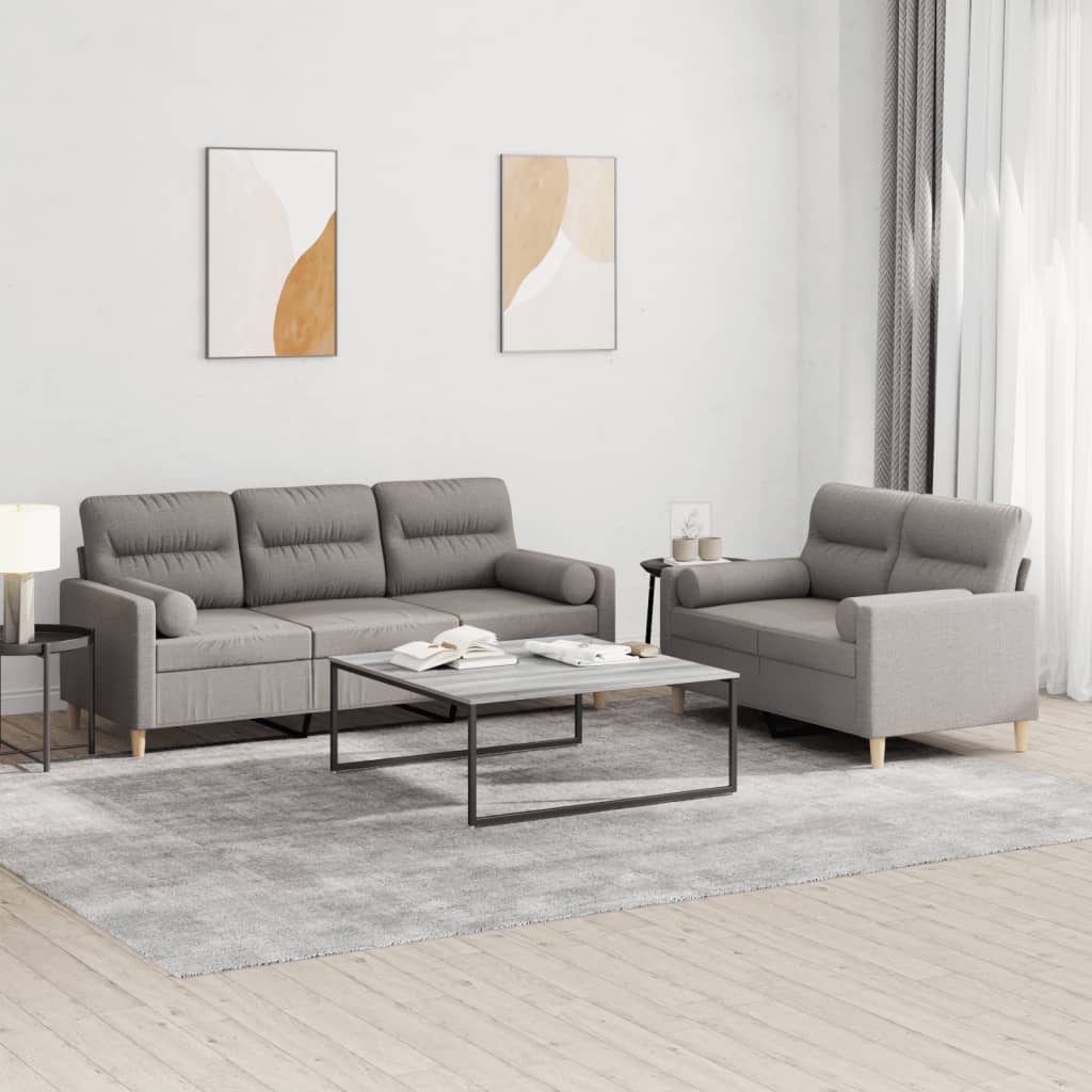 2-delige Loungeset met kussens stof taupe