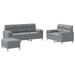 3-delige Loungeset met kussens stof lichtgrijs