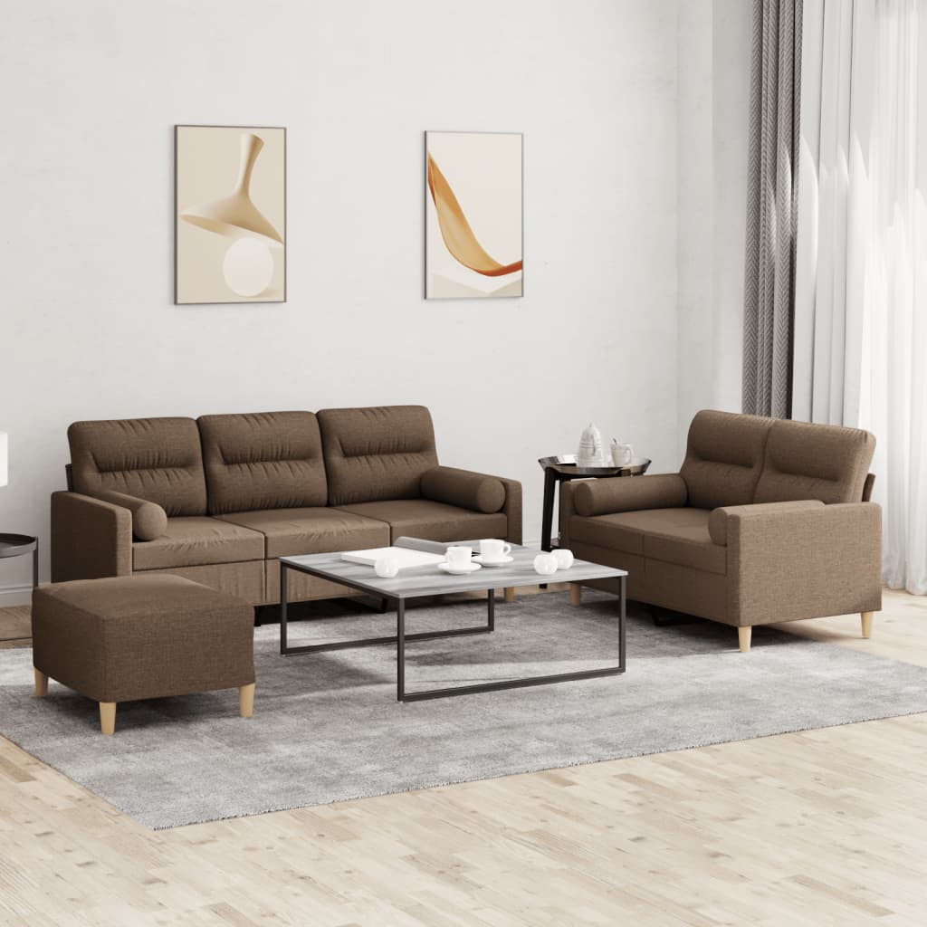 3-delige Loungeset met kussens stof bruin