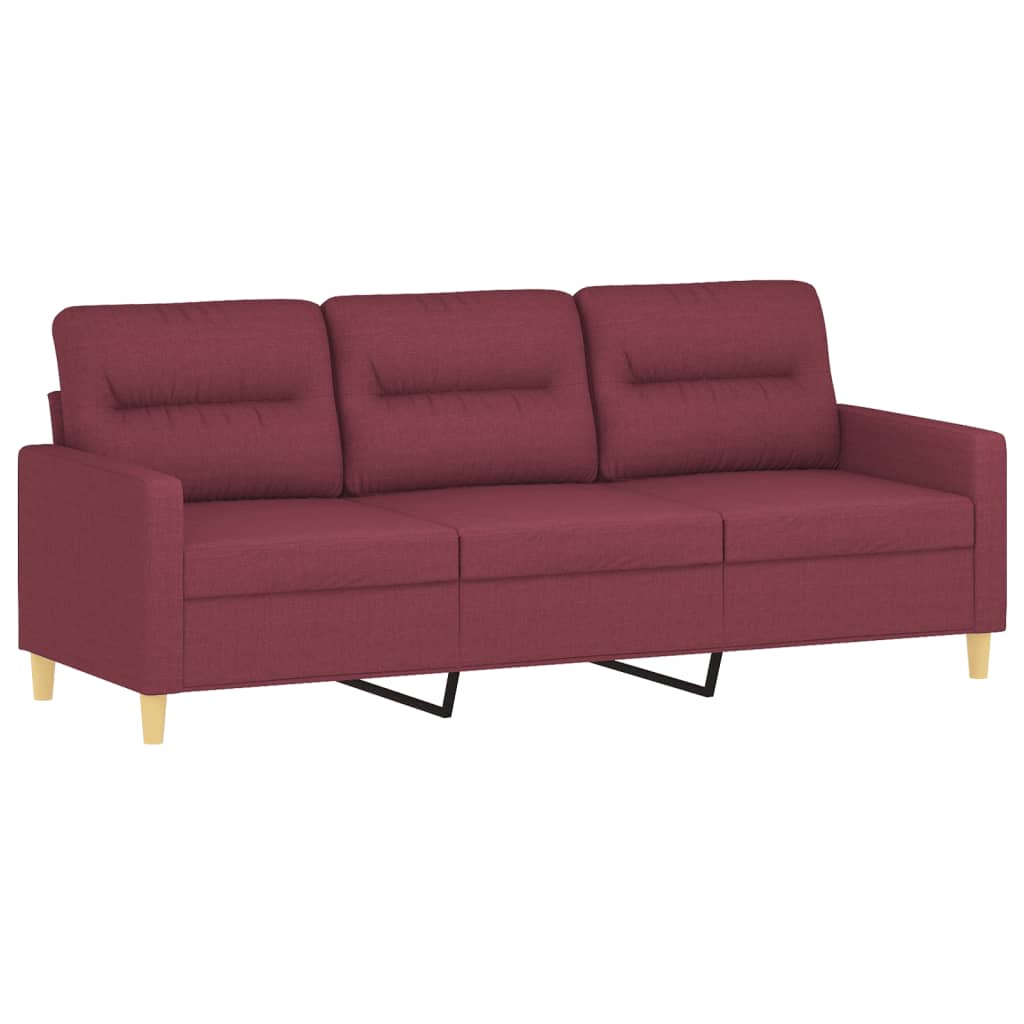 3-delige Loungeset met kussens stof wijnrood
