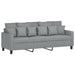 3-delige Loungeset met kussens stof lichtgrijs