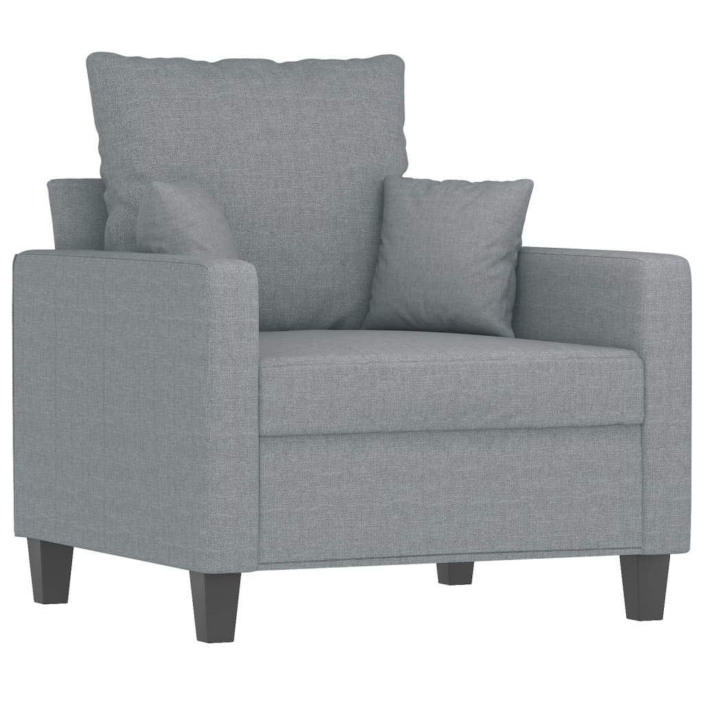 3-delige Loungeset met kussens stof lichtgrijs