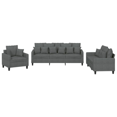 3-delige Loungeset met kussens stof donkergrijs